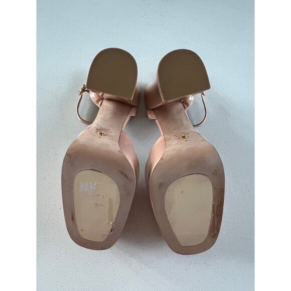 STUART WEITZMAN Skyhi beige Patent Leather Platform Pumps Heels size 8 - Picture 4 of 6